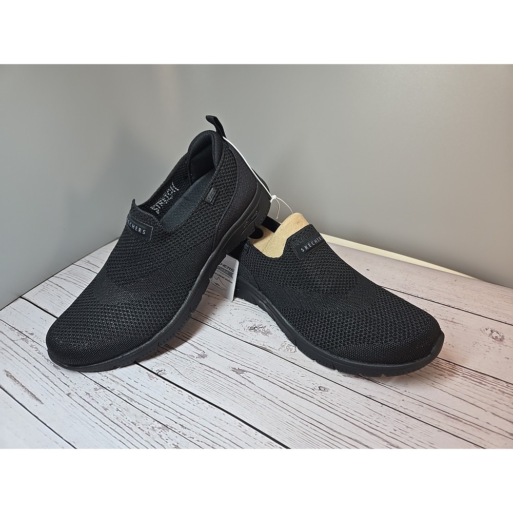 Skechers Go Walk Womans‎ 7 Air Cooled Slip On Black Stretch Arch Support